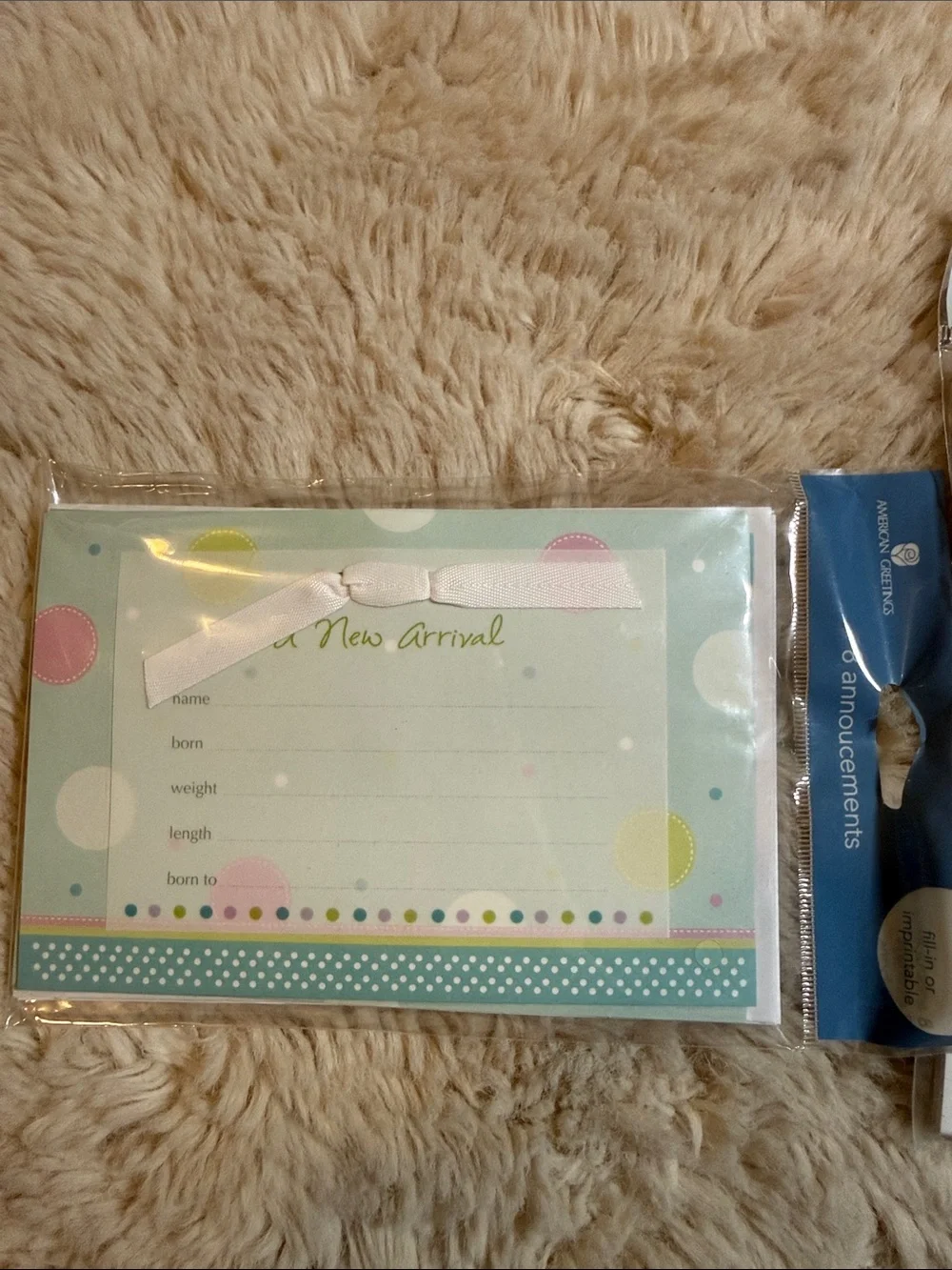 ✨American Greeting Baby New Arrival Announcement Cards - Pastel Polka Dot✨